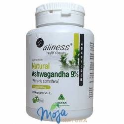 Natural ashwagandha 9% (withania somnifera) 600mg 100kaps ALINESS